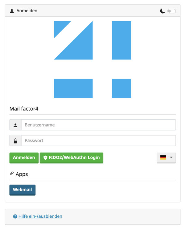 Login Screen Mailserver